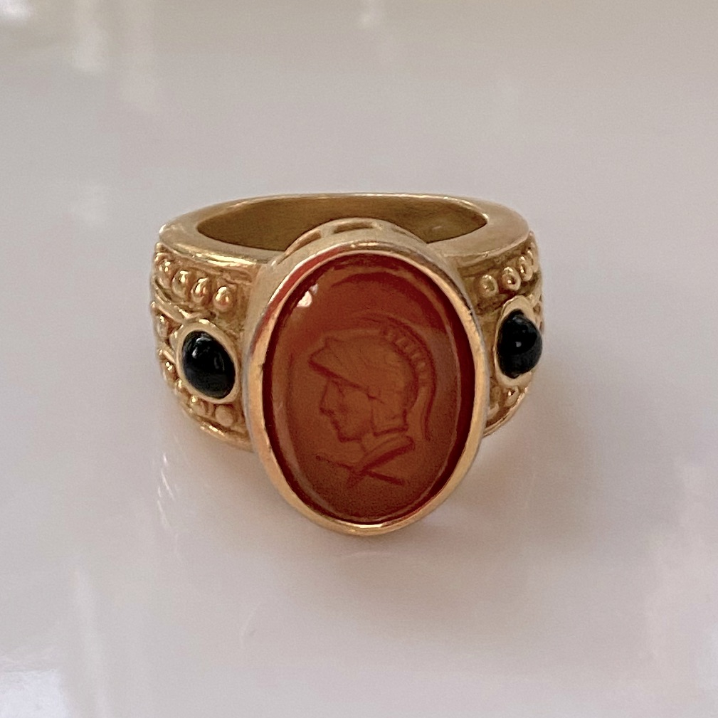 Beautiful Coral Antique Gold Plated Ring 195$